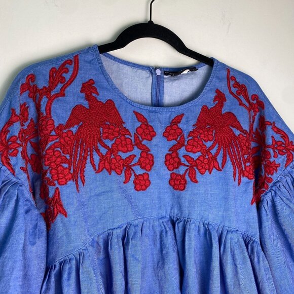 HEMANT & NANDITA Tops - Hemant & Nandita Lianna Embroidered 100% Cotton Blouse Size Small